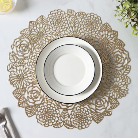 Set of serving napkins on the table “Rose”, 4 pcs, d = 38 cm, gold color-6
