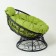 Armchair "Papasan" mini, rattan, pillow green mix, black frame, 81x68x77cm