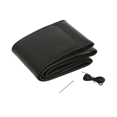 Shooting for the steering wheel, eco-leather, black, thread, needle, size S, 34-36 cm
