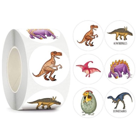Stick Paper "Dinosaurs" d = 2.5 cm 500 pcs in the roll