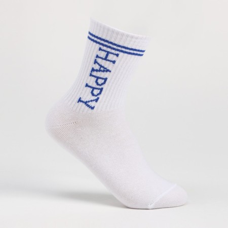 Children's socks, white color/happy, size 18