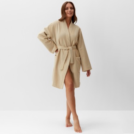 Women's bathrobe, col. Beige, rr 46-48, 100% polyester, 300 g/m2-1