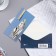 Money envelope "Happy Birthday!" Cutting, embossing, boat, blue background, 8.3x16.7 cm