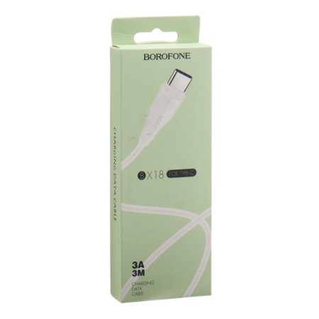 Cable Borofone BX18, Type -C - USB, 2 A, 3 m, PVC braid, white-2