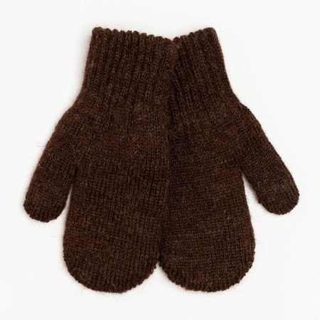 Double children's mittens, dark brown color, size 16 (9-12 years old)