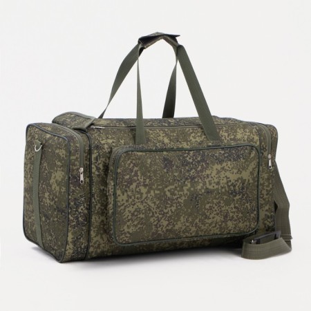 Road bag on lightning, 3 outer pockets, long belt, camouflage color