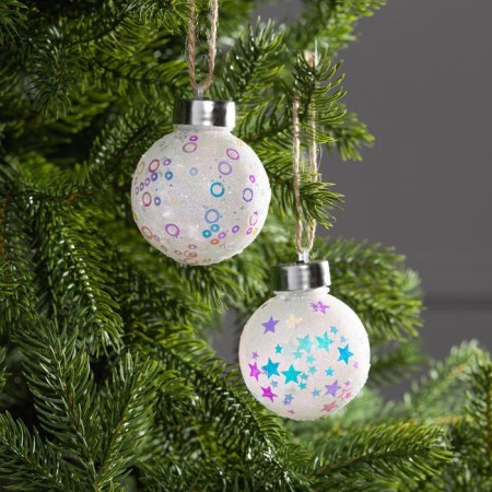 Set of Christmas tree balls "Stars and rings" 2 pcs., Battery, 1 LED, GGB glow-1