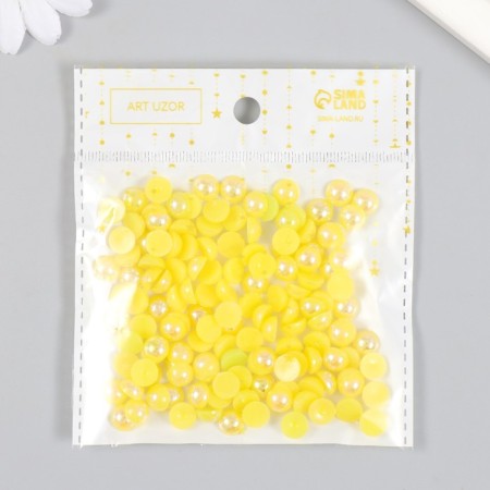 Decor for creativity plastic "Half of beads. Yellow" 20 g 0.8x0.8 cm-4