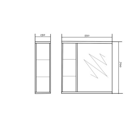 Cabinet-mirror wave Left 55 15 cm x 55 cm x 70 cm-1