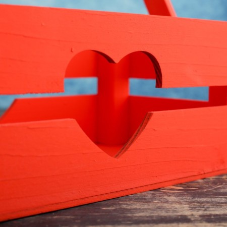 Wooden Kashpo 24.5 × 13.5 × 9 cm "Toroshka light" rheck, heart, red give beautifully-2
