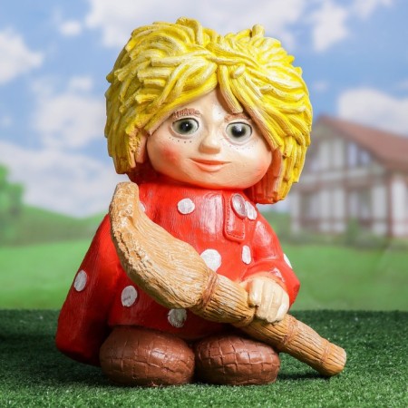 Garden figure "Brownie with a broom" 39cm