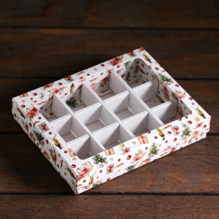 New Year. Box for sweets 12 pcs "Christmas evening", 19 x 15 x 3.6 cm-2