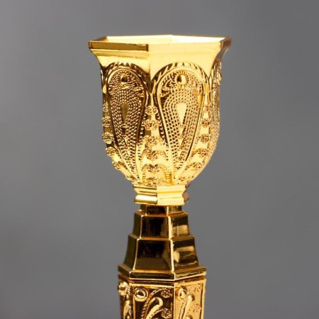 Summary Metal for 1 candle "Pattern" gold 19.8x8x8 cm-3