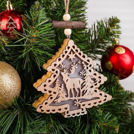 Decor with backlight "Christmas tree with a deer"