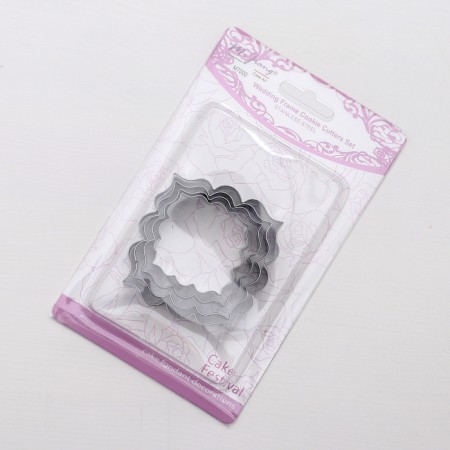 A set of cooking forms “Frame with ornament”, 4 pcs, chrome color-2