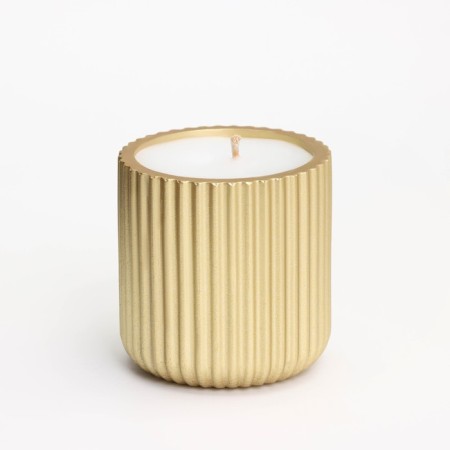 A candle in a candlelight made of gypsum with narrow faces, 7x8cm, gold-1