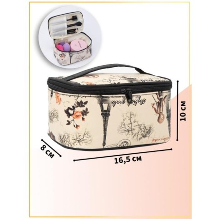 Cosmetic bag with a zipper, with a mirror, beige color-3