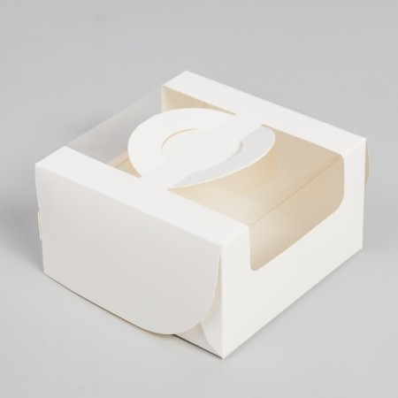 Box under the bento-port with a window, white, 14 x 14 x 8 cm-1