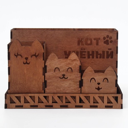 Organizer for stationery "cats" wood, 235 x 142 x 30 mm-2