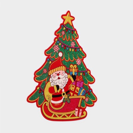 Decorative sticker "Grandfather Frost and Christmas tree" 23x21 cm-2