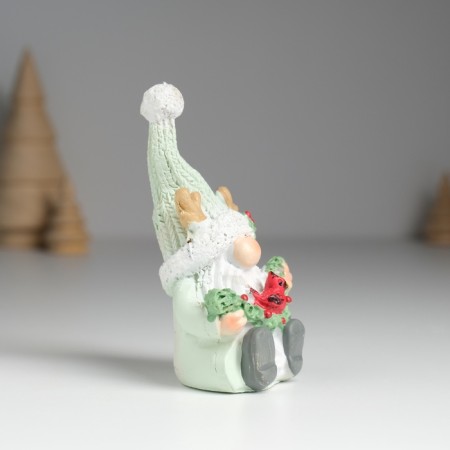 Polystone souvenir "Dwarf in a mint cap with horns" 5x6x10 cm-2