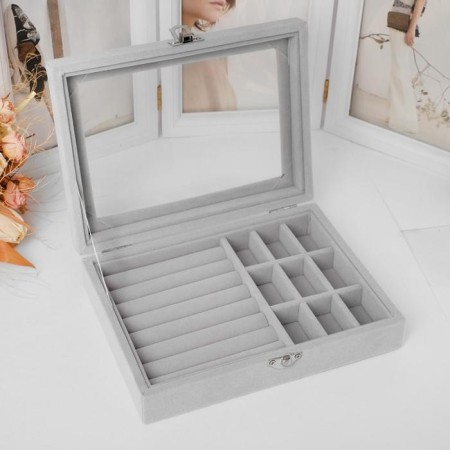 Standing for jewelry "Casket", 7 stripes, 9 cells, 20 × 15 × 4.5, color gray color-4