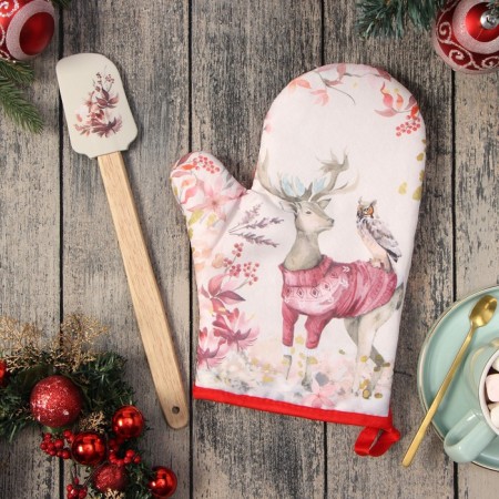 Set of Gift Dolyana "Deer": mittens-mark, silicone blade