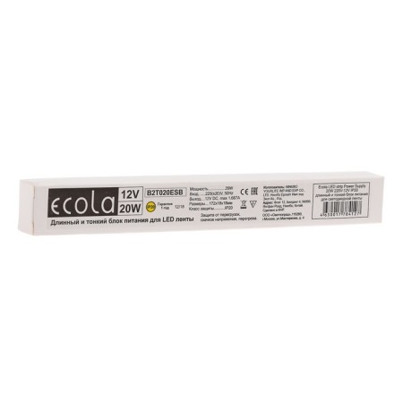 Narrow ECOLA power supply for 12 V LED tape, 20 W, IP20-1