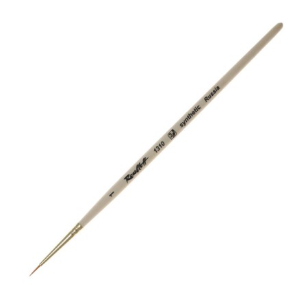Synthetic brush, round, hard, shortened insert, rubloff series 1310 No. 1, short handle is saturated with varnish, yellow clip-4