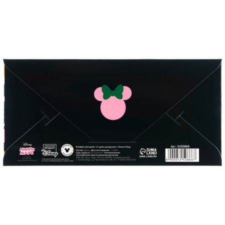 Money envelope, 16.5x8 cm "Happy Birthday!", Minnie Mouse-2