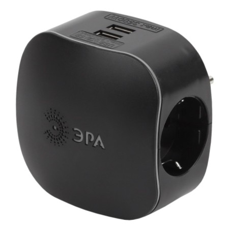 SP-3E-USB-BLACK ELECTRICAL ELECTRICAL ERURE-Black + 2 USB with grounding with curtains 16a black