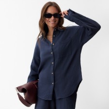 Female oversized shirt Mist Muslin size l, col. grey