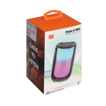 Portable column Pulse 5 mini, 5 watts, 1200 mAh, BT5.0, backlight, black-7