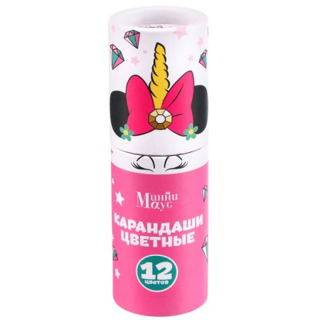 Colored pencils in a tube, 12 colors, trihedral, Minnie Mouse and Unicorn-7