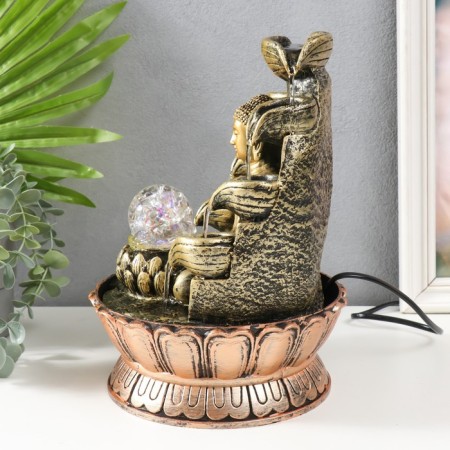 The desktop fountain from the network, backlight "Buddha at the cliff with bowls" 26x20x20 cm, mix-3