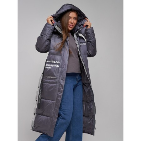 Coat insulated winter female, size 42, dark purple color-17