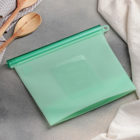 Zip Lock silicone bag, 21.5 × 18 cm, 1.1 l, multifunctional, hermetic, turquoise color-3