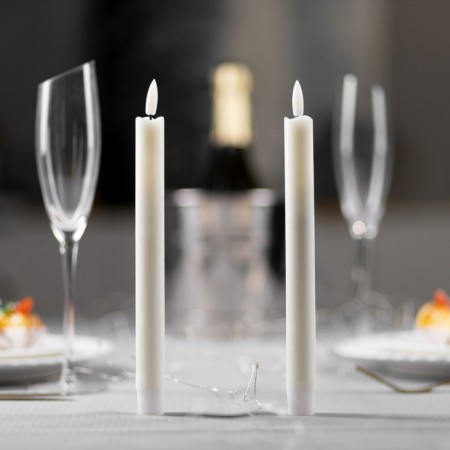 A set of LED candles, white, 2 × 25 × 2 cm, plastic, wax, batteries AAAX2 (not in the kit), glow warm white, 2 pcs.-1