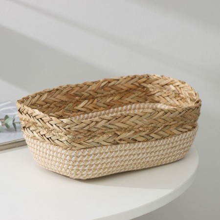 Basket for storage laid handmade Daulaan "Rita", 28 × 18 × 9 cm, brown color