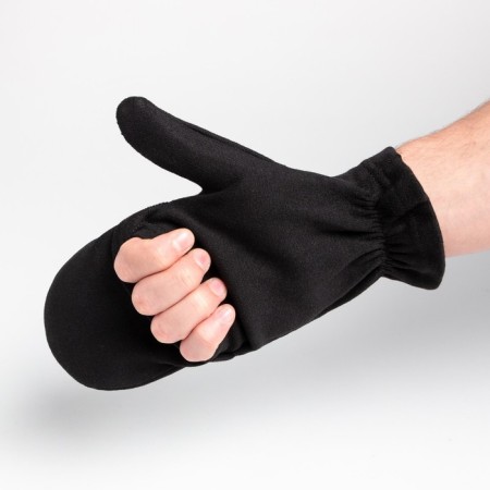 Male mittens with a hinged top is laid down, the color is black-4