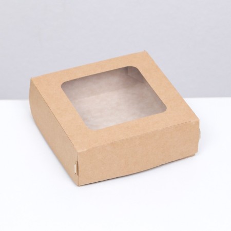 Folding box, with a window, craft, 11.5 × 11.5 × 4 cm-1