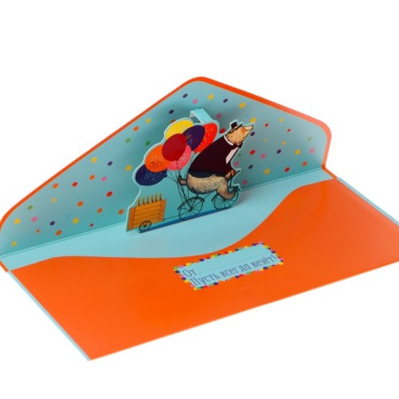 Money envelope "Happy Birthday!" cutting, part inside, bear, 9.3x19 cm-1