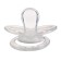 Nipple is an orthodotynic dummy, with a cap, +12 months, white transparent
