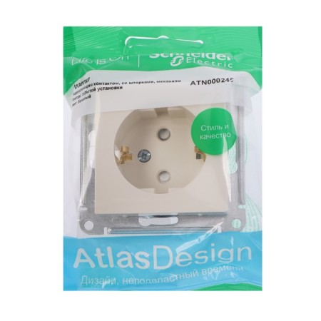 SE SE AtlasDesign, 16 A, 250 V, built -in, with salary, curtains, IP20, beige, Atn000245-2
