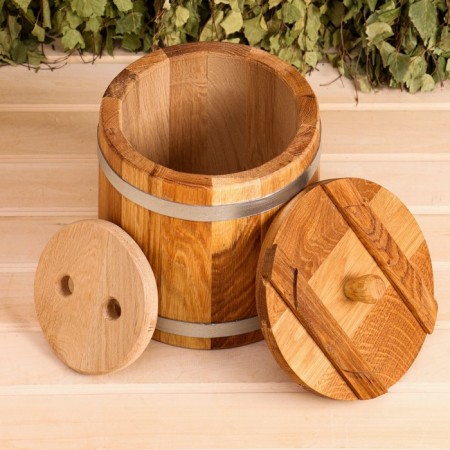 Oak tube, 5l, stainless hoop, with a lid, with a nest-5