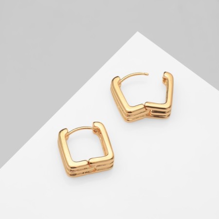 Earrings Metal "Chord" stripes, color gold-3