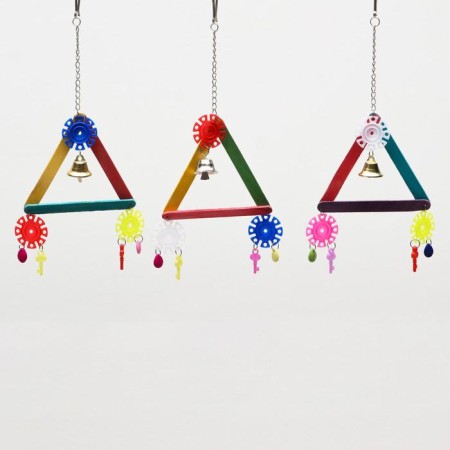 Toy for birds "Multi -colored triangle", with a bell, mix-6