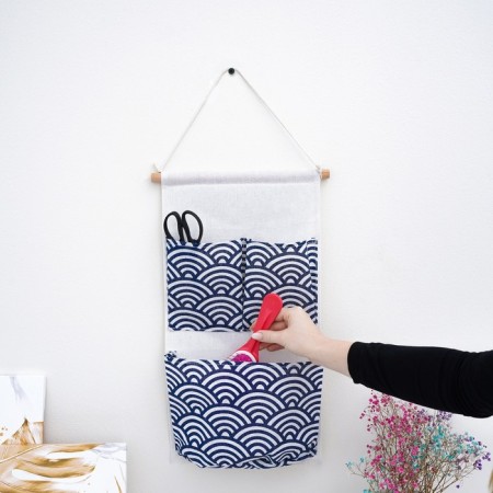 Organizer with pockets of the suspended “wave”, 3 departments, 47 × 25 cm, blue color-6