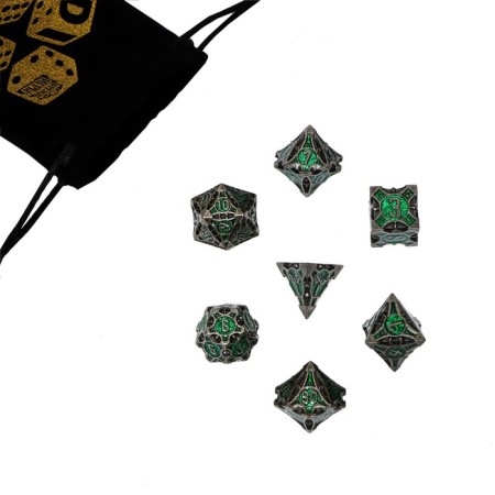 A set of cubes for D&D (Dungeons and Dragons, DND) "Game time", Series: D&D, 7 pcs, Green
