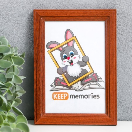 Photo frame wood 10x15 cm, red tree (plastic screen)
